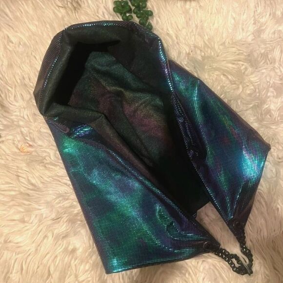 Reversible Black & Blue Holographic Rave Hood - Picture 2 of 8